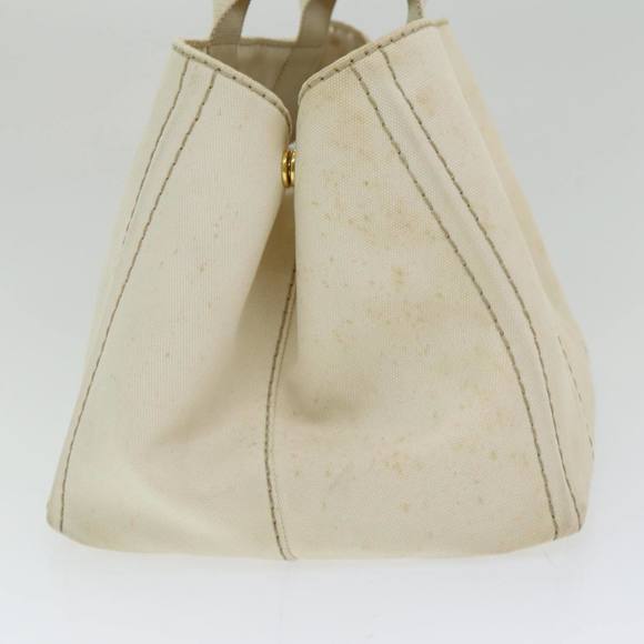 PRADA Canapa MM Hand Bag Canvas Cream Auth 83516 - Picture 4 of 16